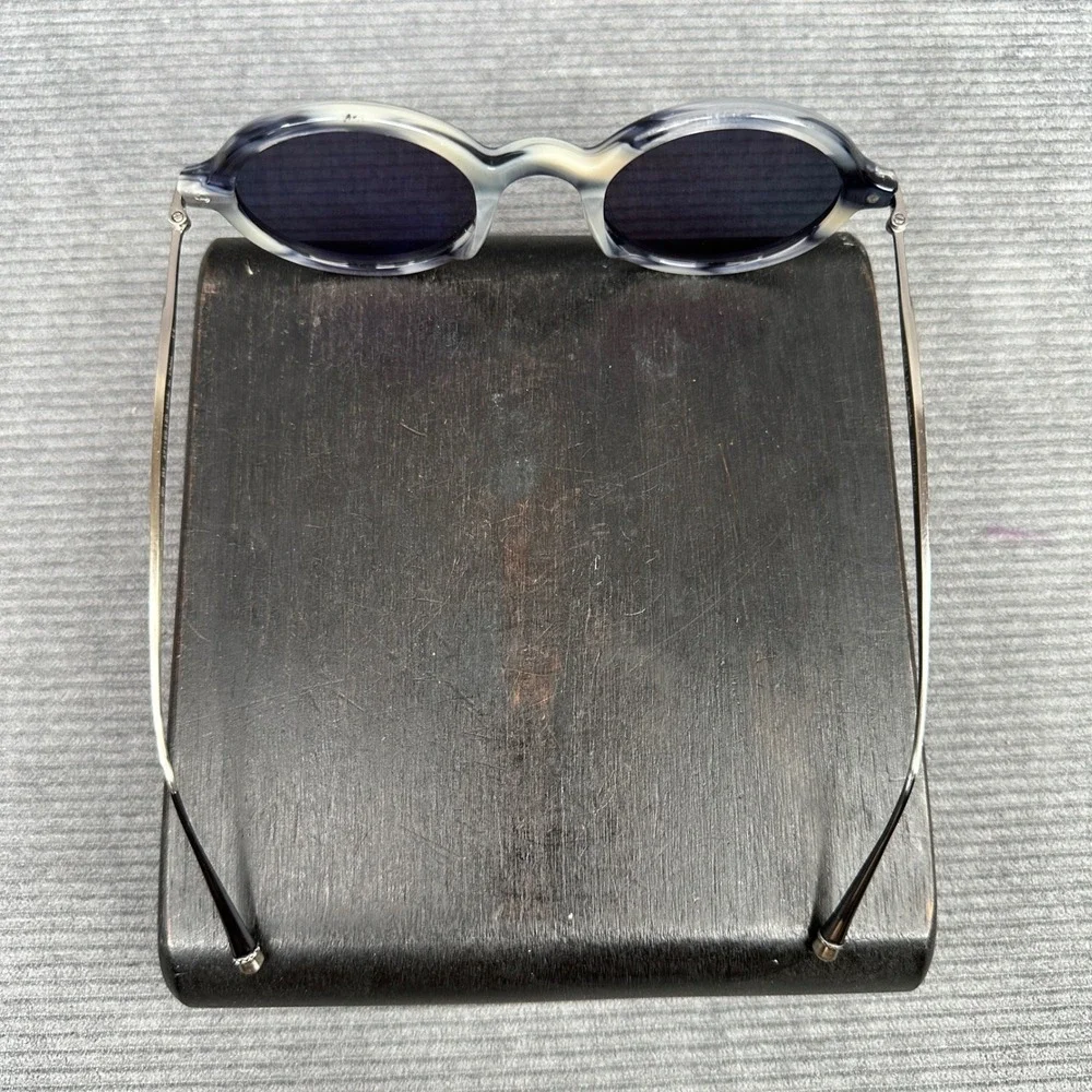 PAEO Los Angeles Mulholland 90 Round Sunglasses Y2K  Blue Silver Handcrafted 47
